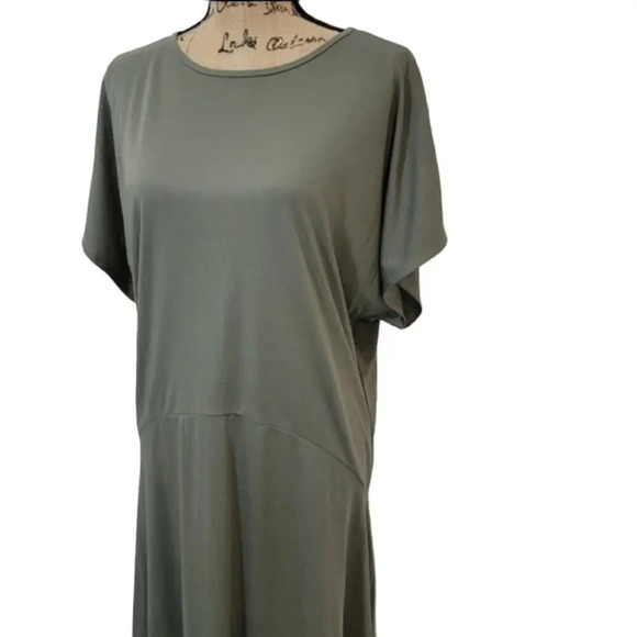 ZARA Womens Regular Oversized Army Green Shirt Dress Shark Bite Hem Size Small - Picture 16 of 16